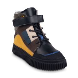 TW-530 (цв.2-черный/серый/хаки) Ботинки (велкро и эластичные шнурки)